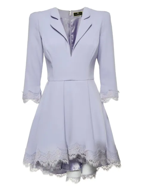 Elisabetta Franchi lace-trimmed flared dress Purple 1159910