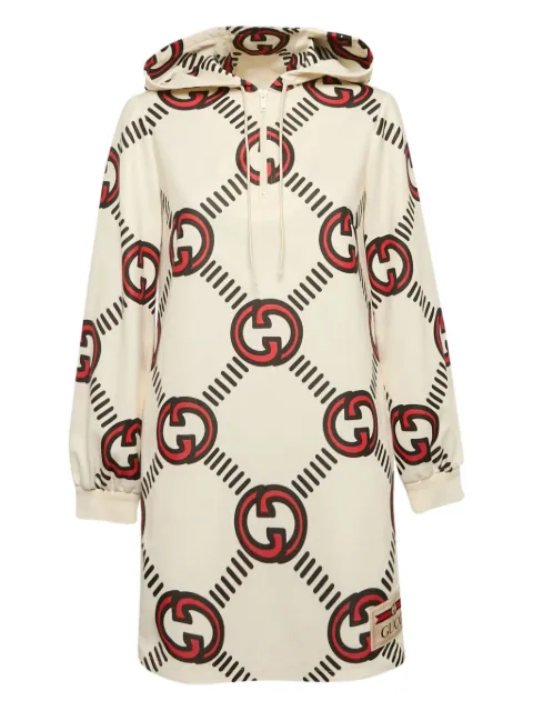 Gucci Pre-Owned interlocking-GG hoodie mini dress Neutrals 1154436