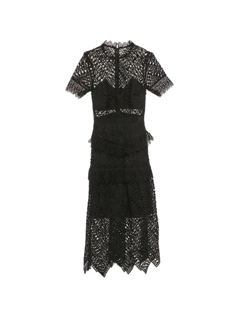 Self-Portrait tiered laced midi dress Black 1154061