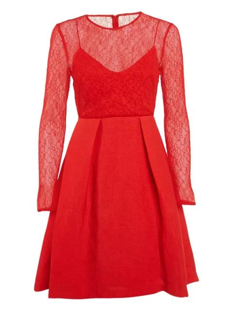SANDRO floral-lace pleat-detail dress Red 1119485