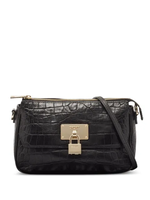 DKNY Vintage 2000s crocodile-embossed padlock bag Black 1119016