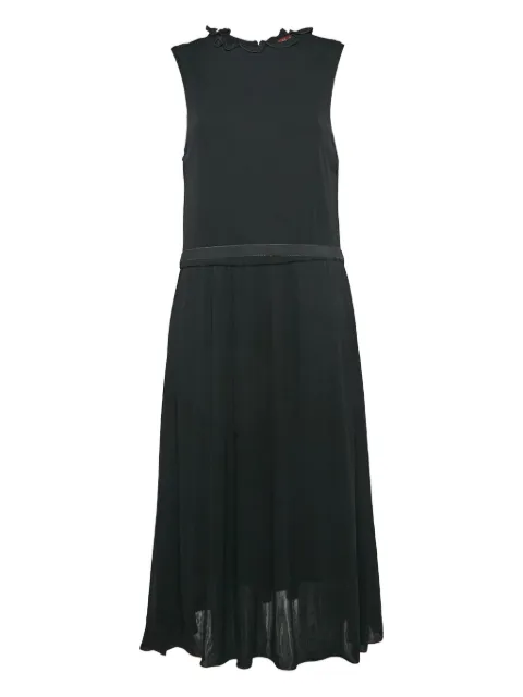 Max Mara 2000s jersey ribbon-trimmed midi dress Black 1067425