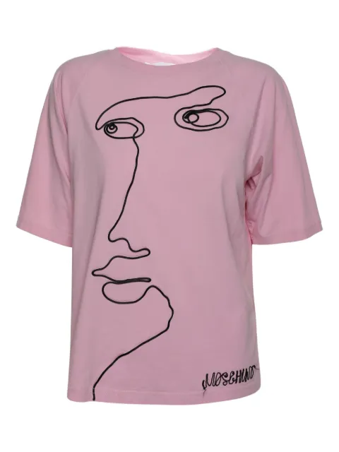 Moschino Pre-Owned appliqué-detail cotton t-shirt Pink 1064928