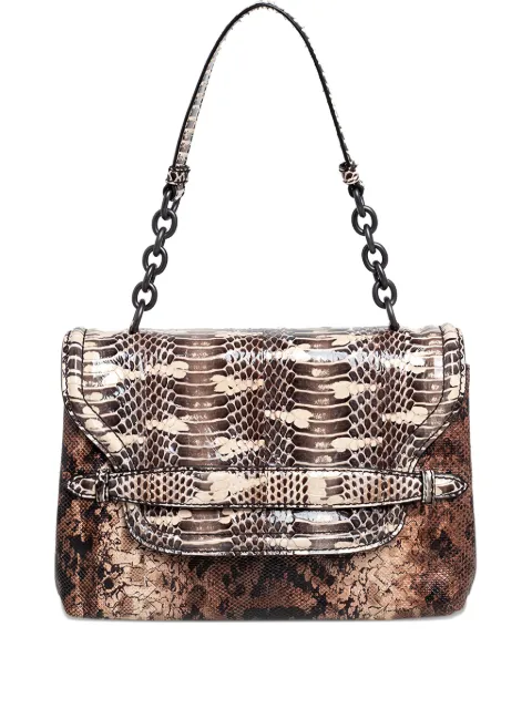 Bottega Veneta Pre-Owned snake-leather flap shoulder bag Brown 486155