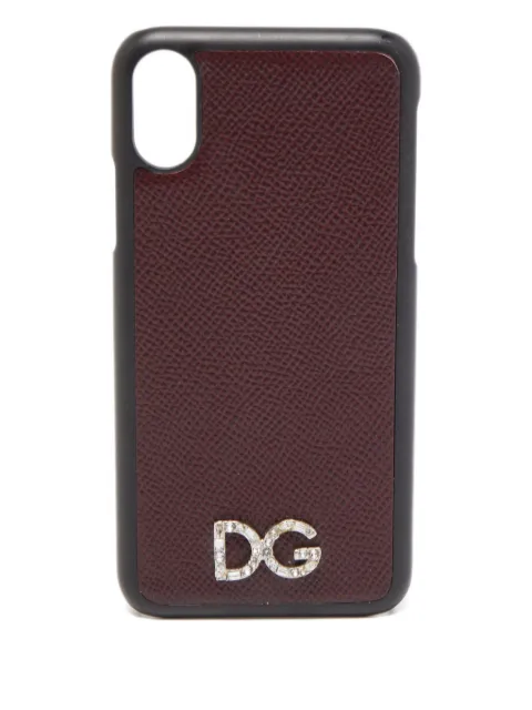 Dolce & Gabbana Pre-Owned crystal-embellished leather iPhone X case Red 800659
