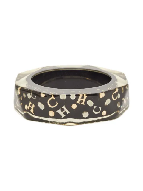 Carolina Herrera Vintage 2000s logo resin bangle Black 908470