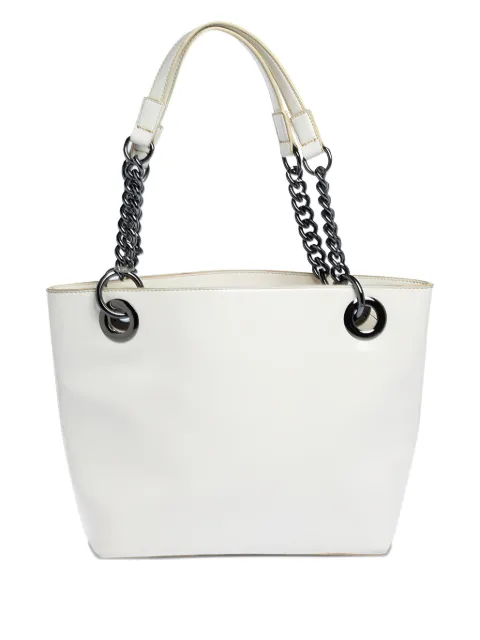 DKNY Vintage 2000s patent leather chain tote bag White 320292