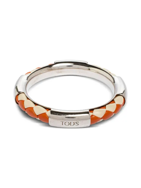 Tod's Vintage leather woven bracelet Silver 496120