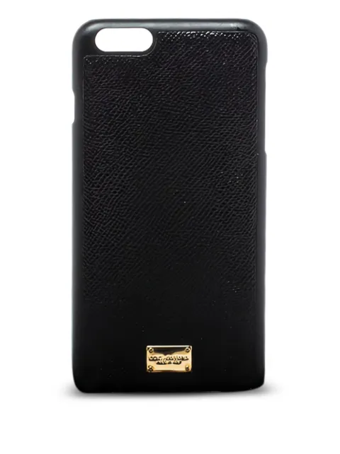 Dolce & Gabbana Pre-Owned leather logo-plaque iPhone 7 and 8 cover Black 394720