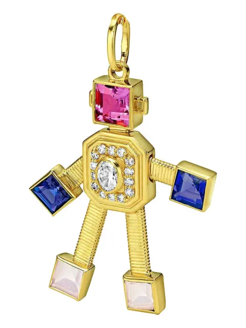 Van Robot 18K yellow gold multi-stone robot-shaped pendant Gold ROCVR23