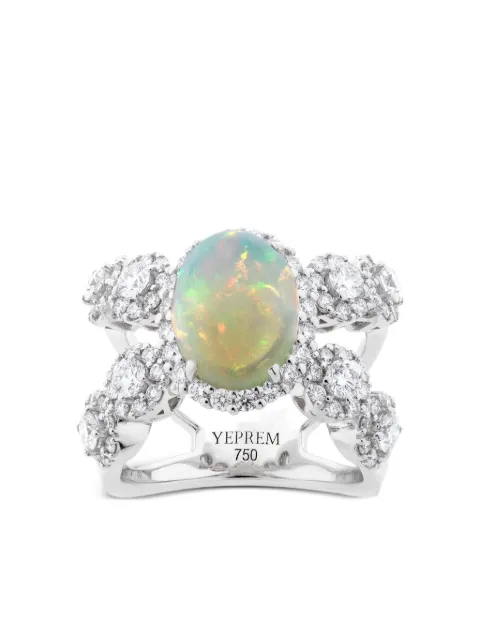 Yeprem 18K white gold X diamond and opal ring Silver RI26491