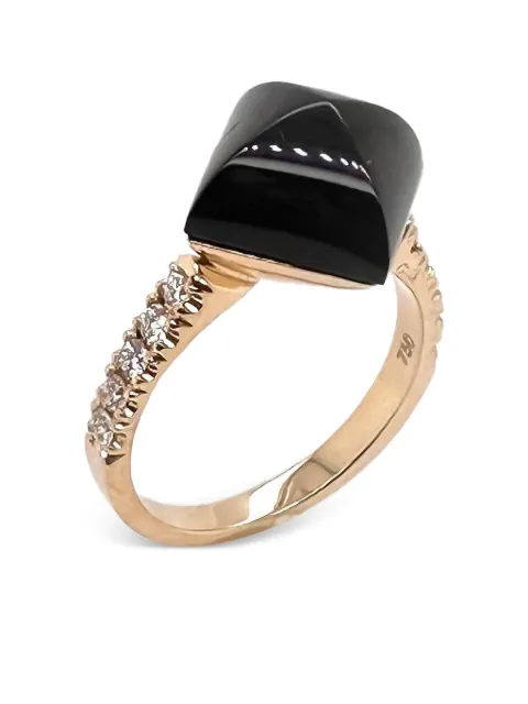 ALETTO BROTHERS 18K yellow gold Pyramid diamond and onyx ring Gold R00336