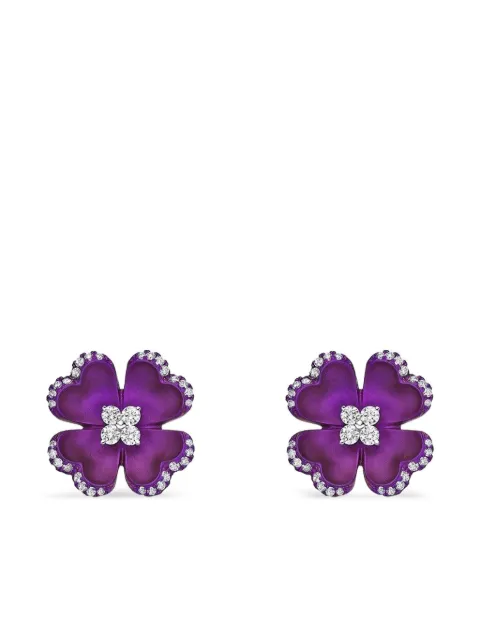 SABOO FINE JEWELS titanium diamond Flower earrings Silver SJKE1005
