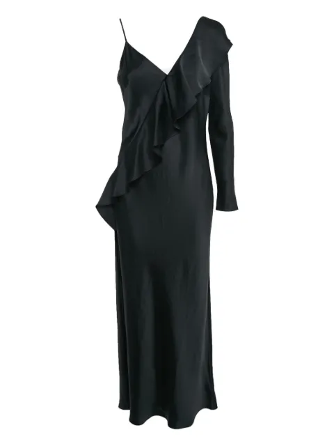 DVF Diane von Furstenberg satin ruffled dress Black 1050796