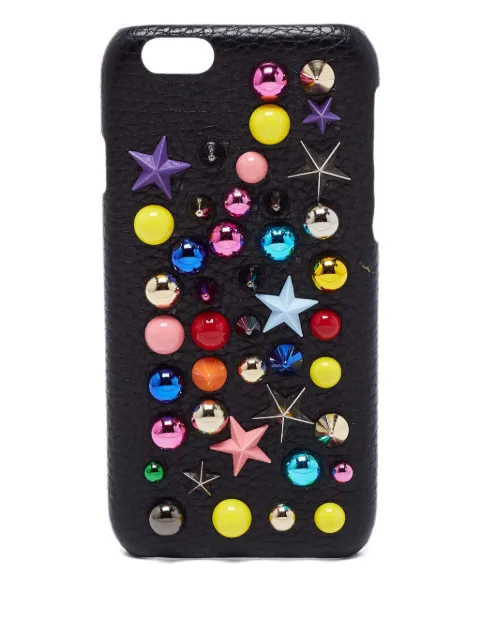 Dolce & Gabbana Pre-Owned leather star-embellished phone case Black 670648