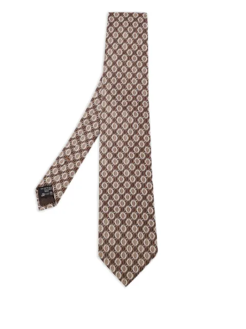 Ermenegildo Zegna Vintage geometric-pattern silk tie Brown 737098