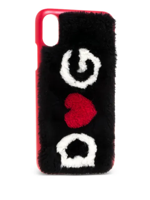Dolce & Gabbana Pre-Owned logo shearling iPhone X cover Black 360049