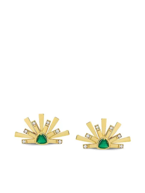 Carol Kauffmann 18kt yellow gold Sun Emerald earrings Green MBDG02