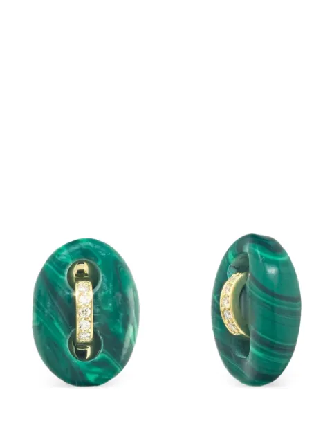 Jenna Blake mini 18K yellow gold Mariner malachite and diamond earrings Gold JBE0073M