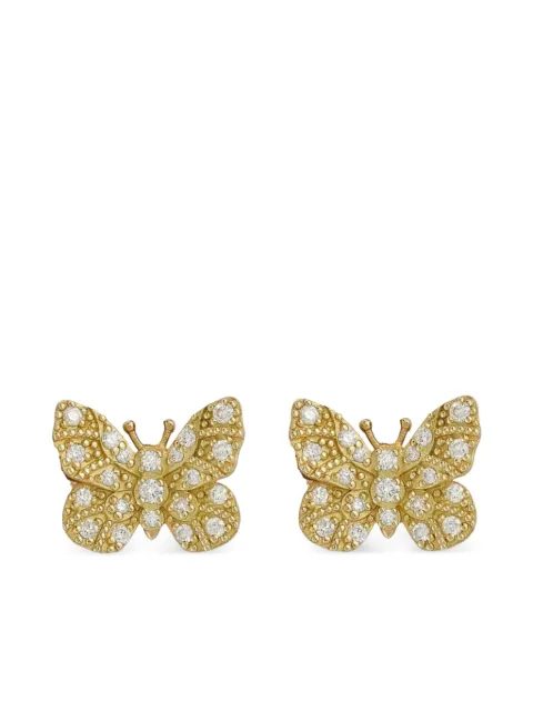 Tanya Farah 18K yellow gold Butterfly diamond and enamel Butterfly earrings Gold EBFLYMWHDI
