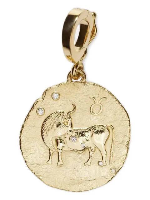Azlee 18K yellow gold Diamond Taurus coin necklace Gold C930G18A