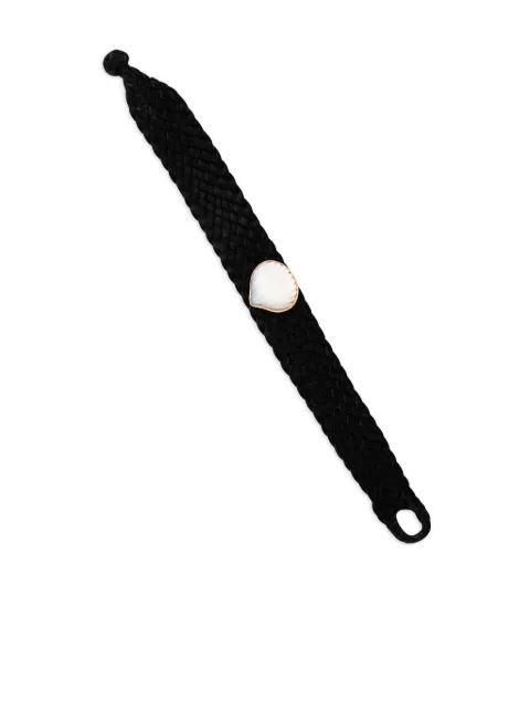 Dezso 18K rose gold Classic Anadara Pearl leather bracelet Black BLCAN