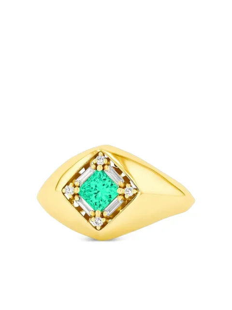 Suzanne Kalan 18K yellow gold emerald and diamond signet ring Gold BAR1055EYG6