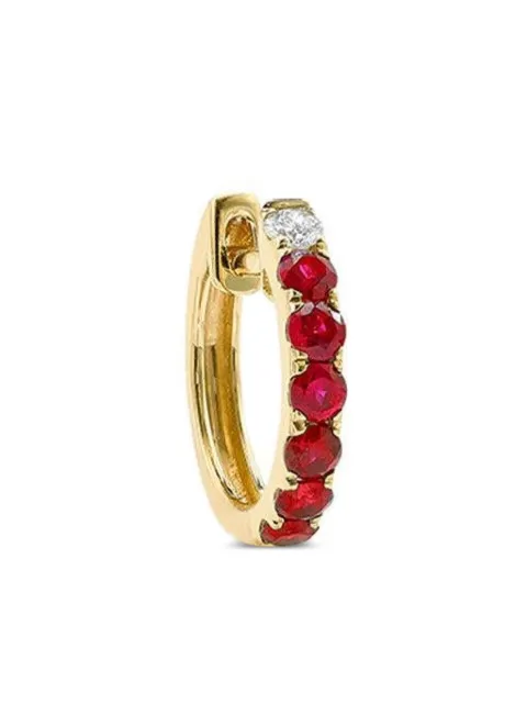 ROBINSON PELHAM 14K yellow gold ruby and diamond midi hoop earring Gold 10835SINGLE