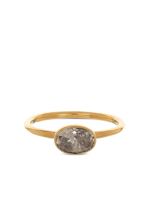 NIMO WITH LOVE 18K yellow gold Rustic Horizontal Oval Skinny ring Gold RG2907