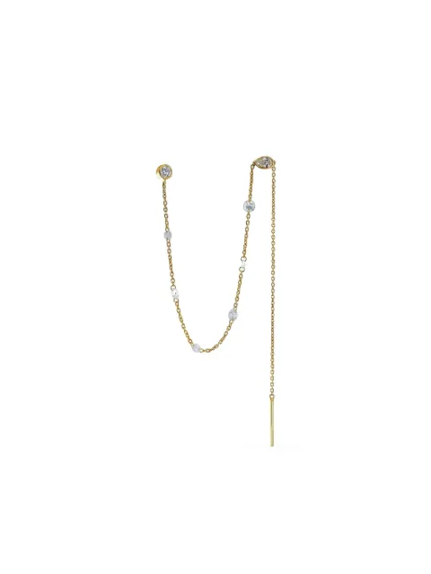 Logan Hollowell 18K yellow gold diamond thread earring Gold LHE1382YGWDS
