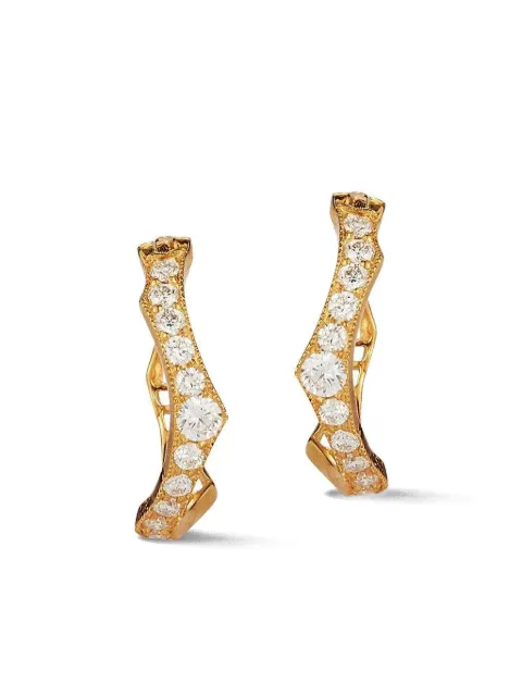 Parulina 18k yellow gold Briar diamond huggie earrings Gold E239PG
