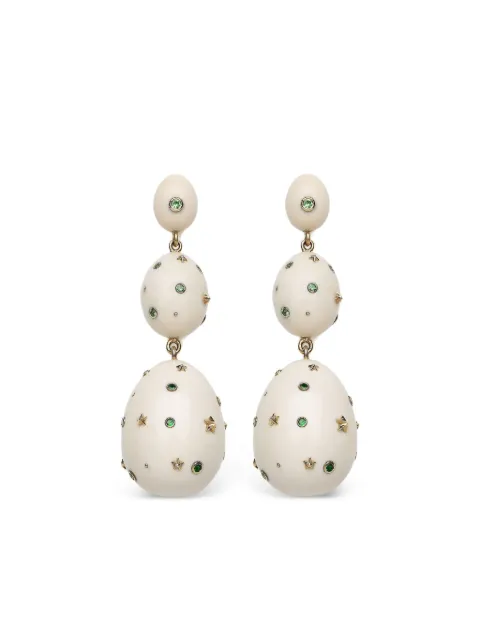 Bibi van der Velden 18K yellow gold Mammoth green sapphire egg earrings Gold E2064
