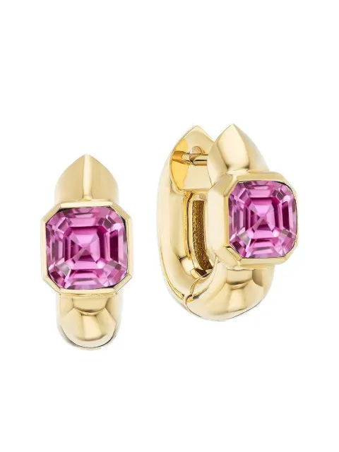 Uniform Object 18K yellow gold Tusk sapphire huggie earrings Gold E35ASSCHER