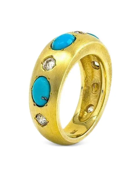 Jenna Blake 18K yellow gold turquoise and diamond ring Gold JBR0051TQD