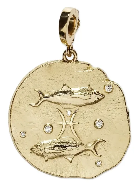 Azlee 18K yellow gold Diamond Pisces coin necklace Gold C919G18