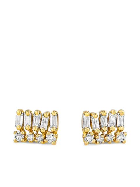 Suzanne Kalan 18K yellow gold Short Stacked Mixed diamond stud earrings Gold BAE686