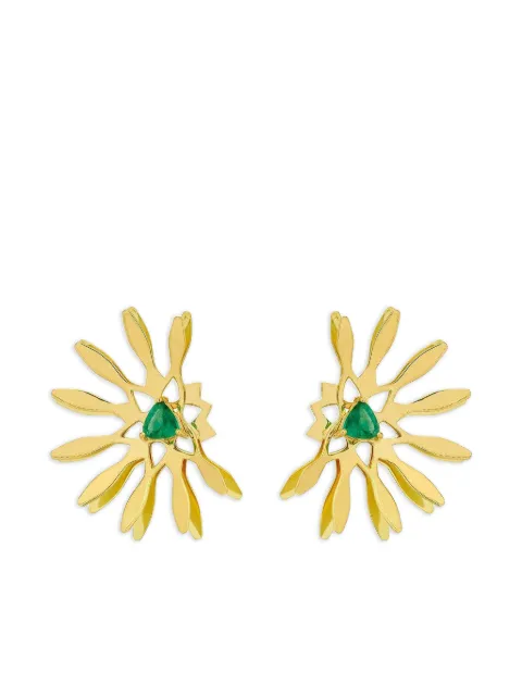 Carol Kauffmann 18K yellow gold Half Moon Mandala emerald earrings Gold BRCM01