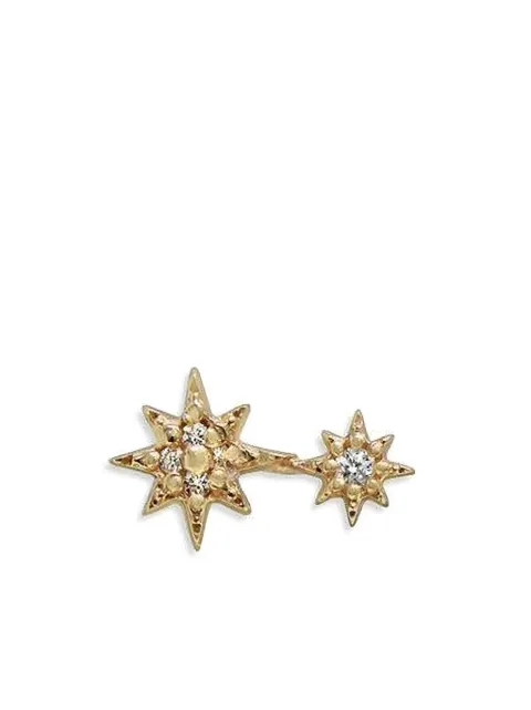 Anzie 14K yellow gold Aztec North Star Double diamond stud earring Gold 5382D