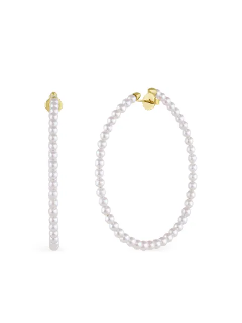 Baggins 14K yellow gold pearl hoop earrings Gold BEJA464
