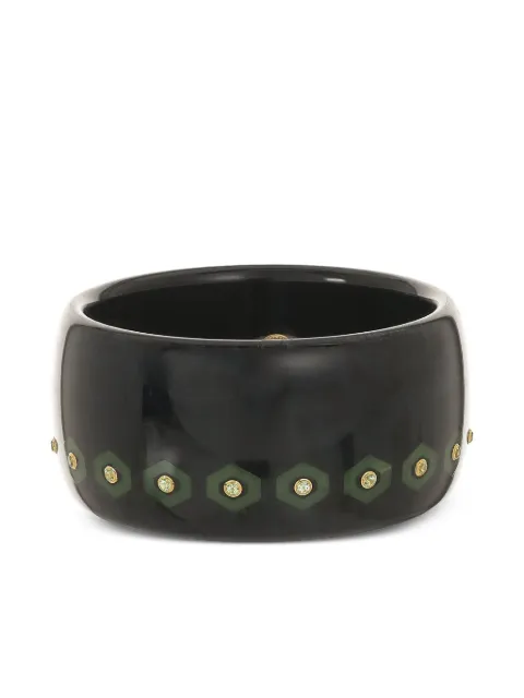 Mark Davis 18K yellow gold Peridot Wide Bakelite bangle Black 41251214