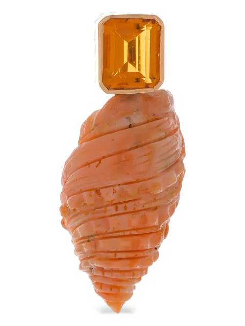 Dezso 18kt rose gold Carved Coral Citrine necklace Orange CARVEDCORALSHELLCITRINE