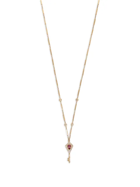 Jacquie Aiche 14K yellow gold pink tourmaline and diamond key pendant necklace Gold 2305111