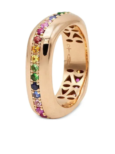 FULLORD 18K rose gold Ghost Belt rainbow sapphire ring Gold 250038RRBW