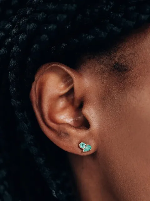 Anzie 14K yellow gold emerald stud earring Green 5022EER