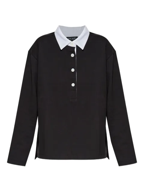Kate Spade long-sleeve button rugby polo shirt Black KM757