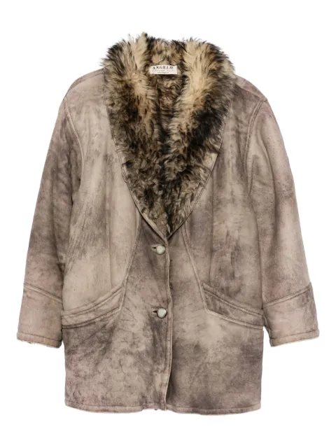 A.N.G.E.L.O. Vintage Cult 1980s faux-fur collar coat Neutrals AN480ZI
