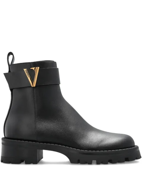 Versace V leather ankle boots Black 10220041A07057