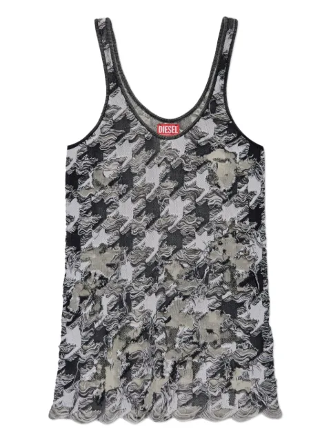 Diesel M-Signe frayed houndstooth mini dress Grey A214640LKDQ