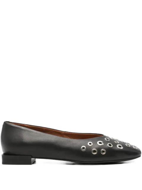 ANGEL ALARCON eyelet-embellished square-toe ballet flats Black 25501