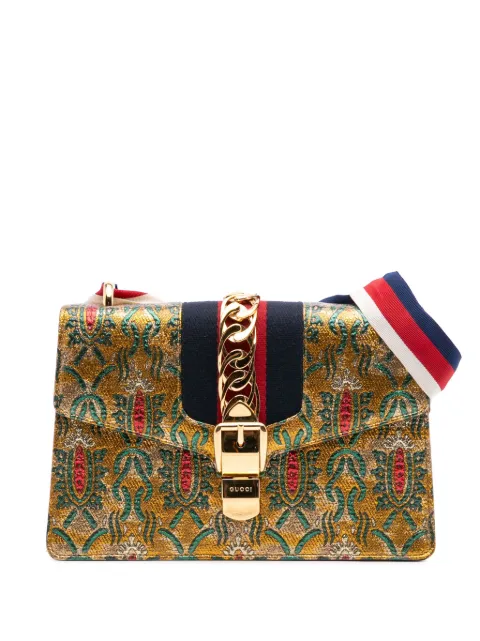 Gucci Pre-Owned 2016-2025 Small Canvas Brocade Sylvie satchel Gold Q8JJMXWIJ8VQAC66